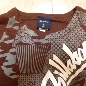 BILLABONG MENS BROWN LS TEE SHIRT  GRAPHICS XL